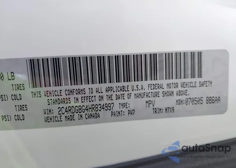 2017 Dodge Grand Caravan Se Plus from USA, damaged, VIN 2C4RDGBG4HR834997